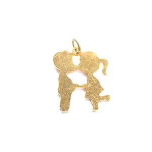 Vintage Estate Gold Tone First Kiss Young Love Silhouette Pendant Charm